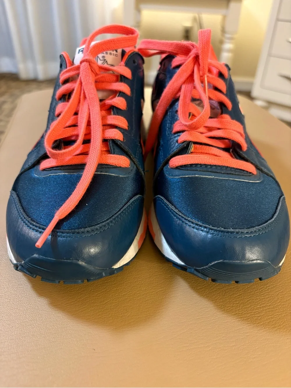 Reebok GL 6000 Women’s Low Top Lace Up Athletic Sneakers Navy/Orange Sz 7.5